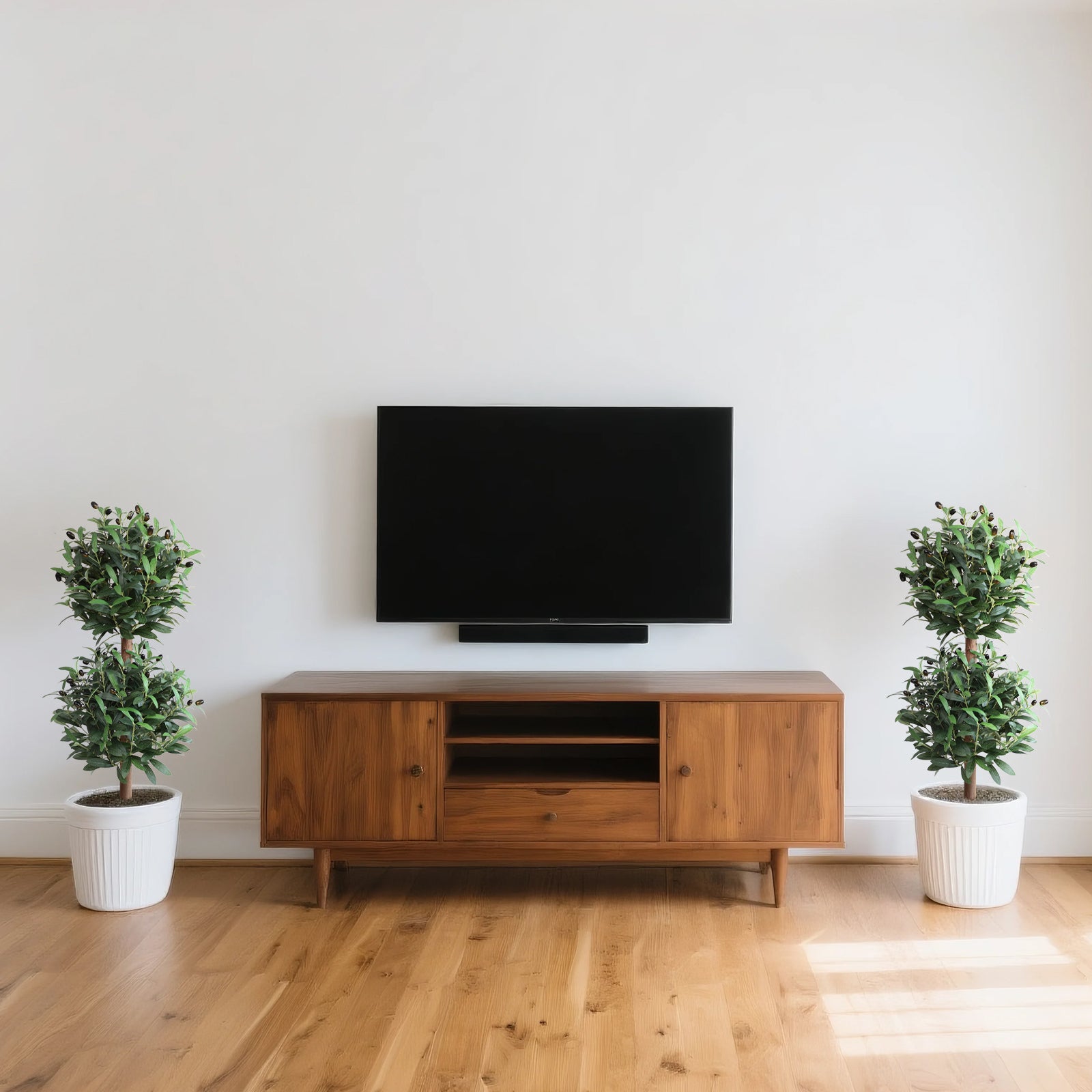 2 Pieces 35in Artificial Topiary Olive Trees Double Ball Design