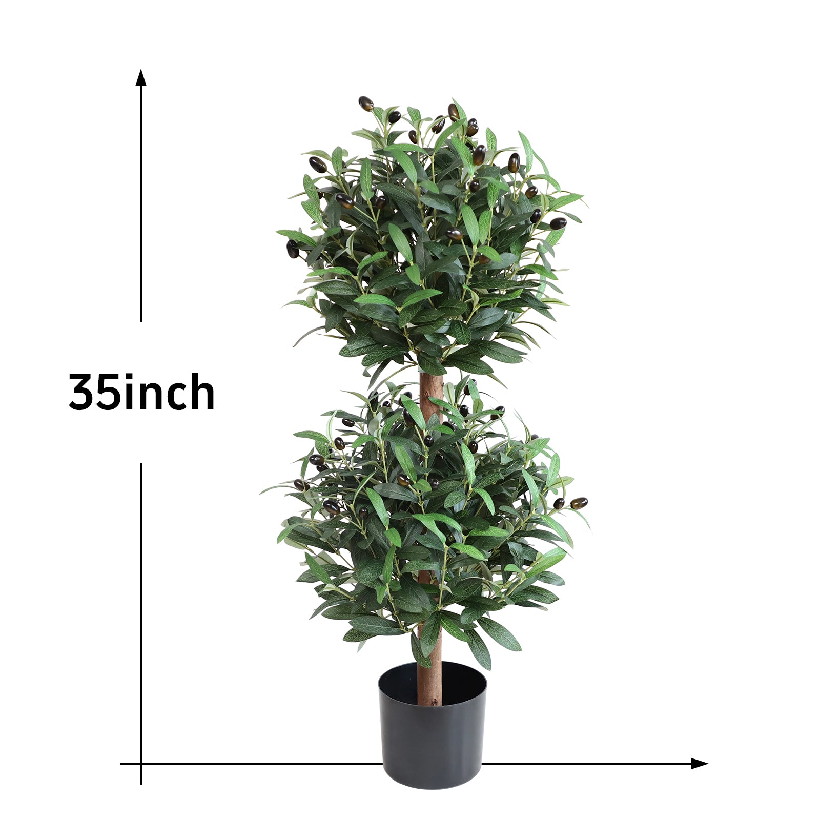 2 Pieces 35in Artificial Topiary Olive Trees Double Ball Design
